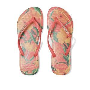 36$ Roxy Rays Flat Casual Flip Flops Rubber Sandals Size 9 US Tropical Coral
